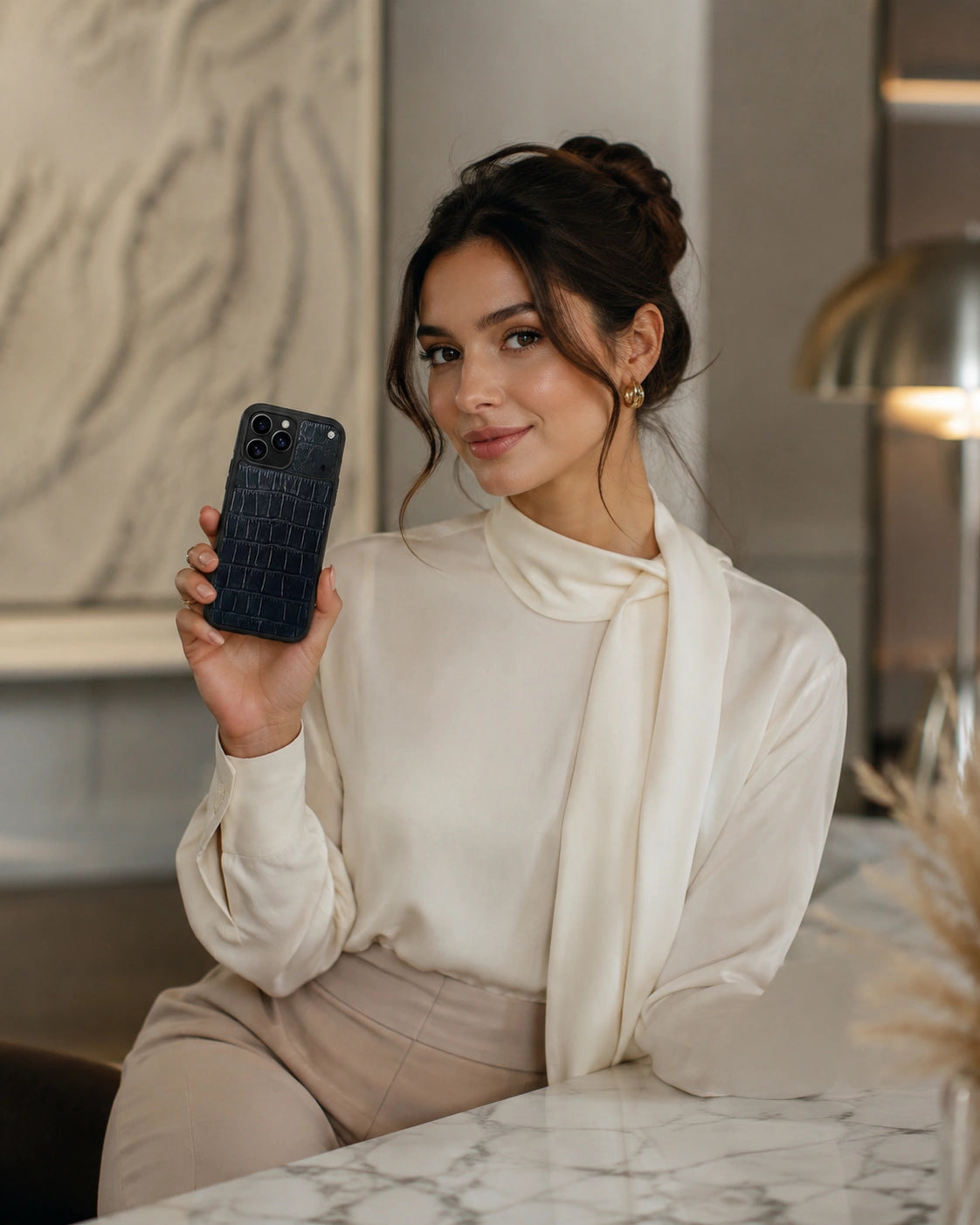 Deri iPhone Kılıfı | Siyah Mat Croco | Havuz