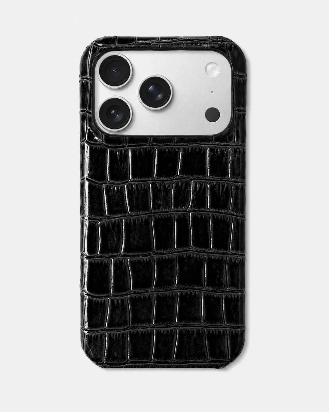 Siyah Rugan Croco Deri iPhone Kılıfı