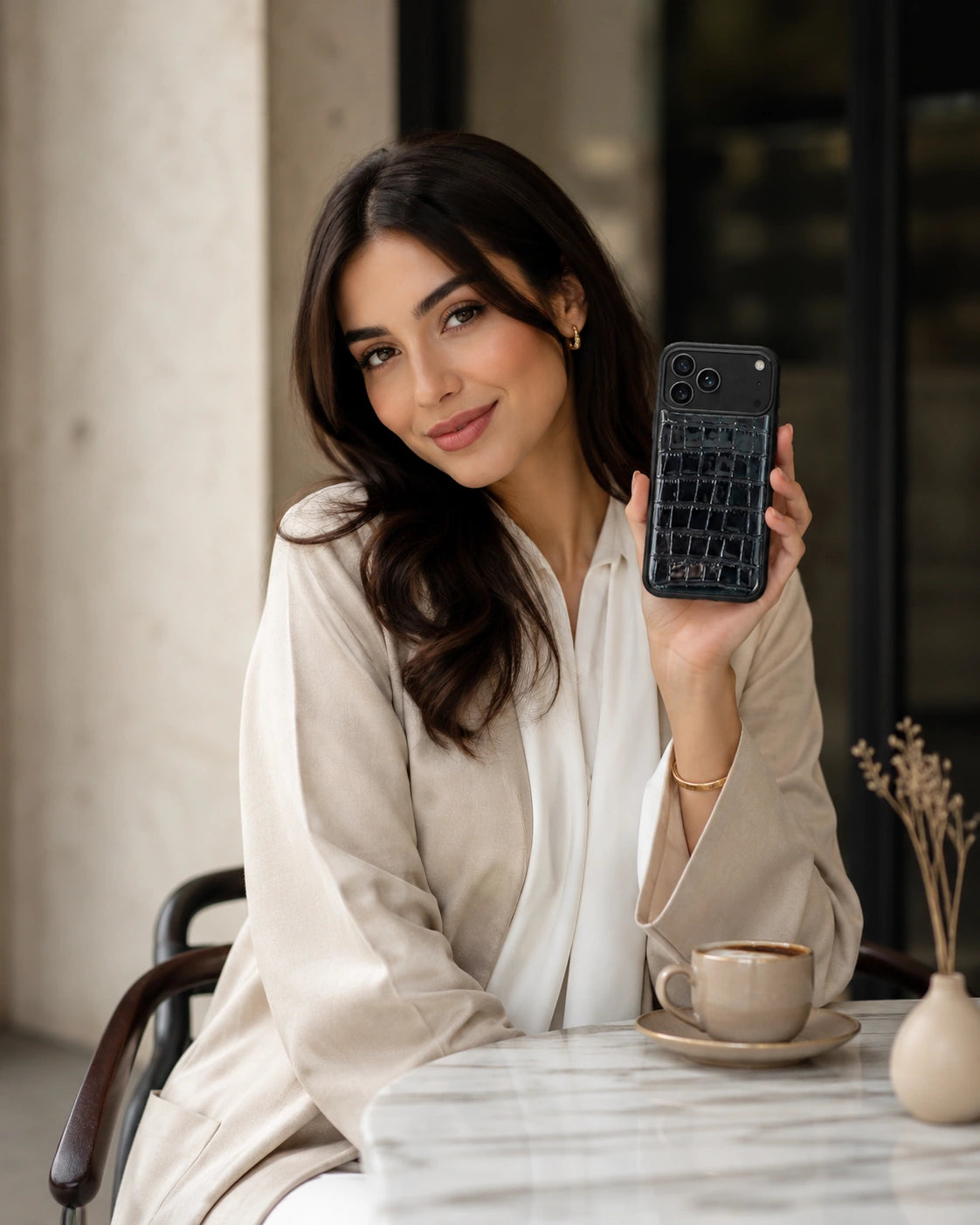 Deri iPhone Kılıfı | Siyah Rugan Croco | Havuz