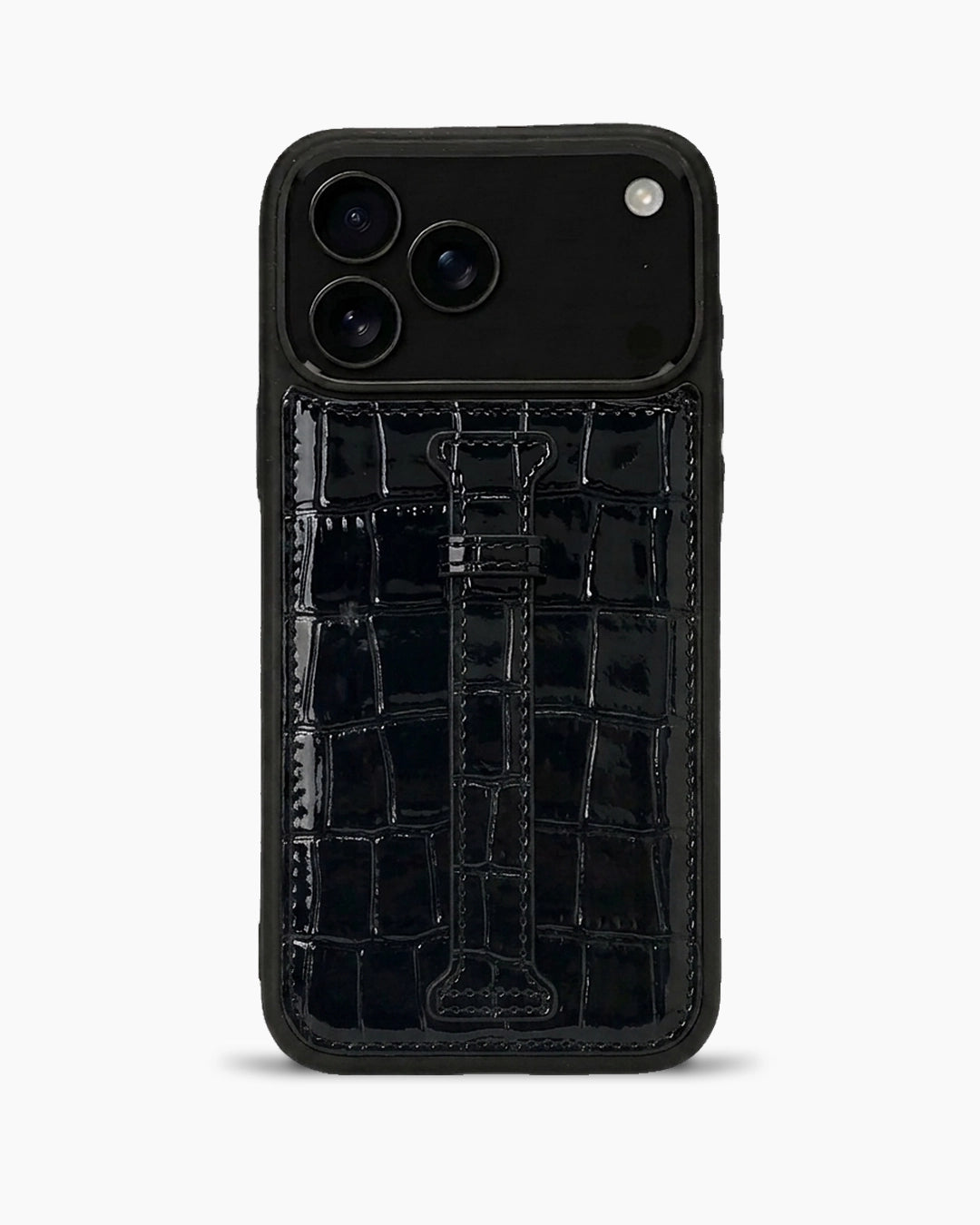 Kemerli iPhone Kılıfı | Siyah Rugan Croco