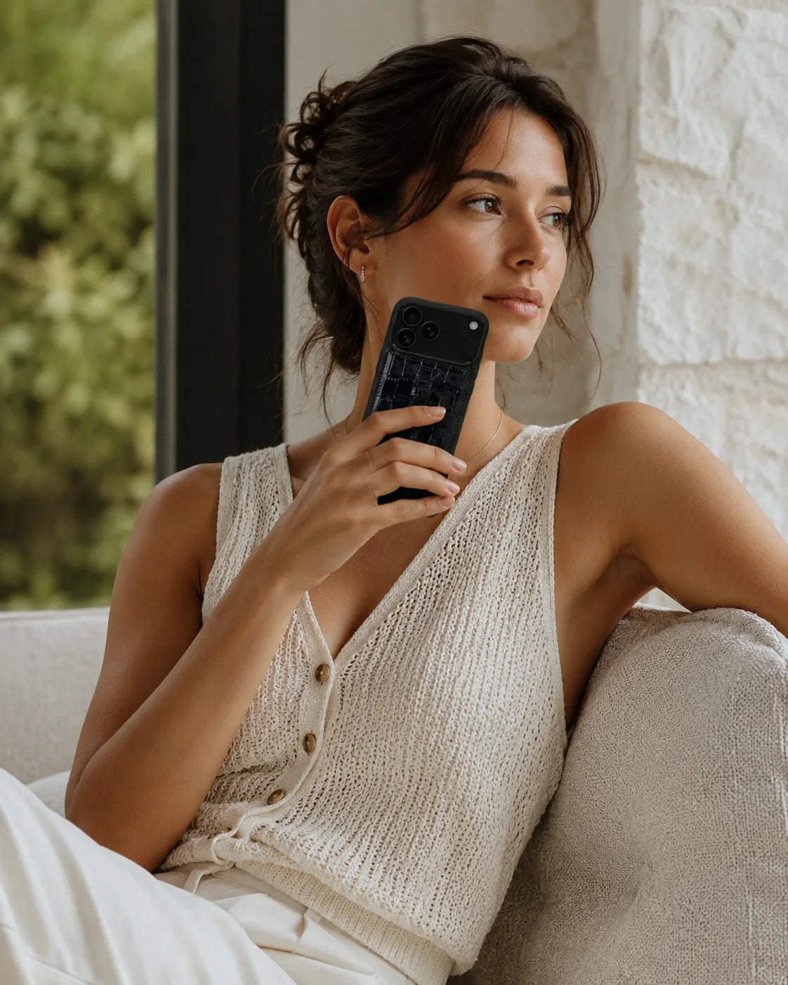 Kemerli iPhone Kılıfı | Siyah Rugan Croco