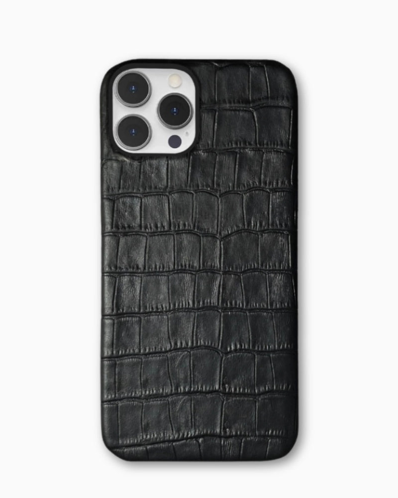 Siyah Croco Mat Deri iPhone Kılıfı