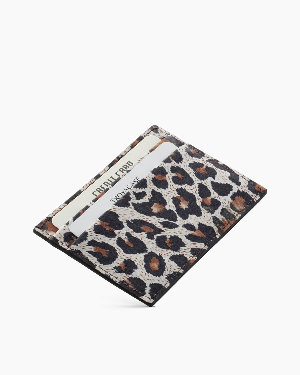 Slim Deri Kartlık | Beyaz Leopar