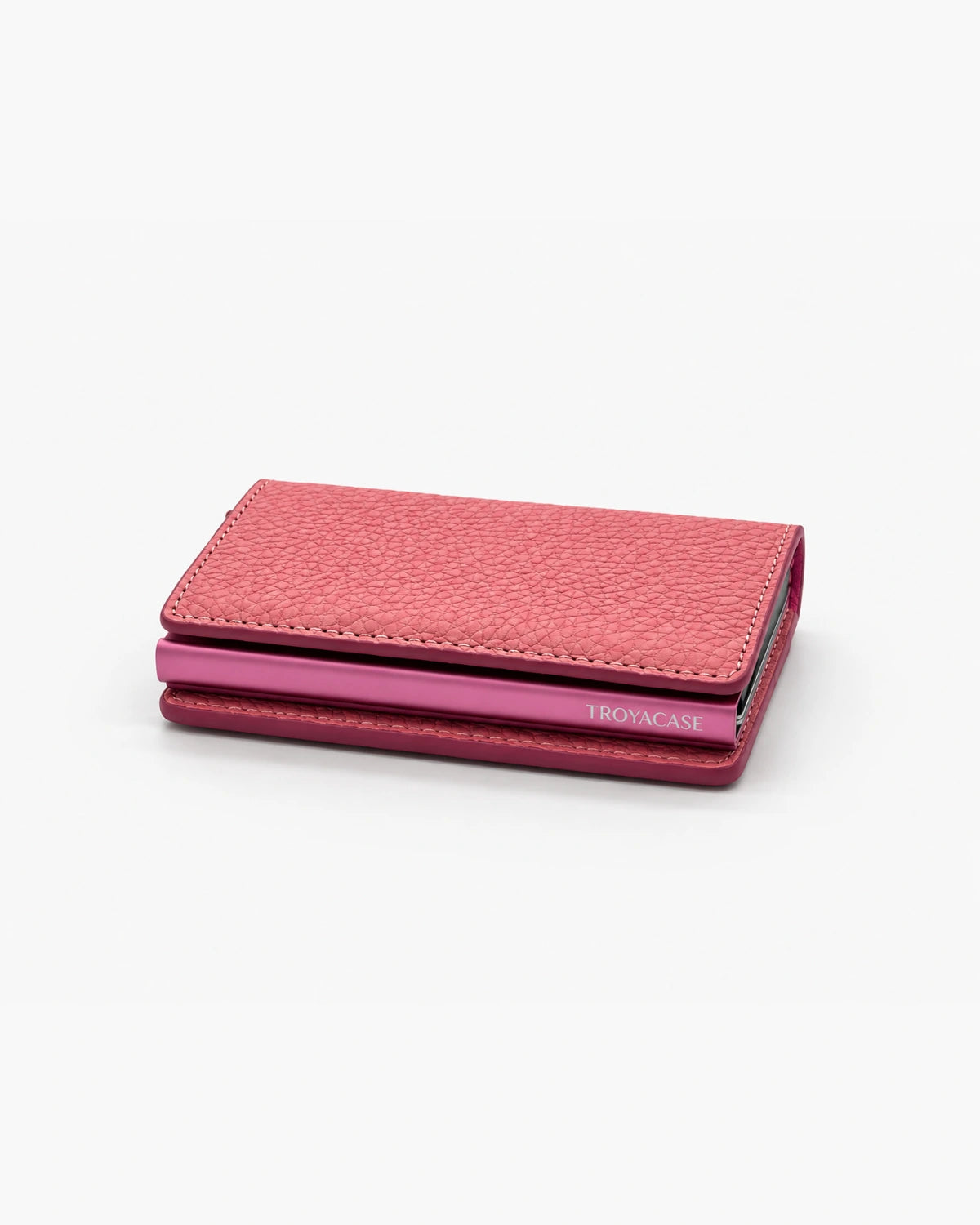 Troya Smart Slim Mekanizmalı Deri Kartlık | Pudra Pembe Togo
