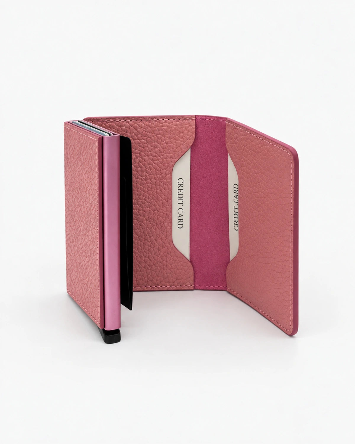 Troya Smart Slim Mekanizmalı Deri Kartlık | Pudra Pembe Togo