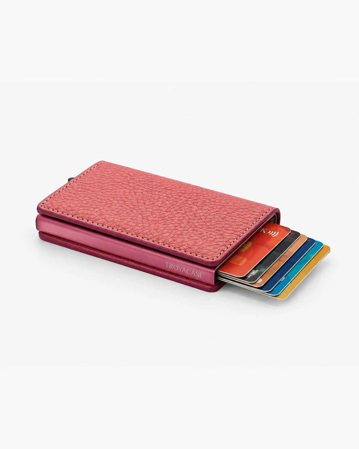 Troya Smart Slim Mekanizmalı Deri Kartlık | Pudra Pembe Togo