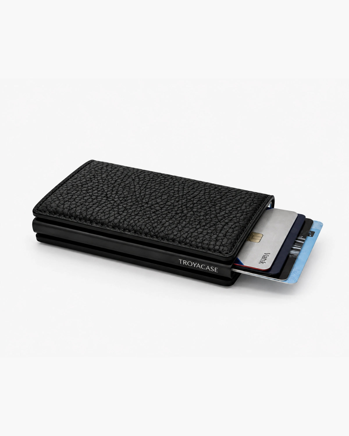 Troya Smart Slim Mekanizmalı Deri Kartlık | Siyah Togo