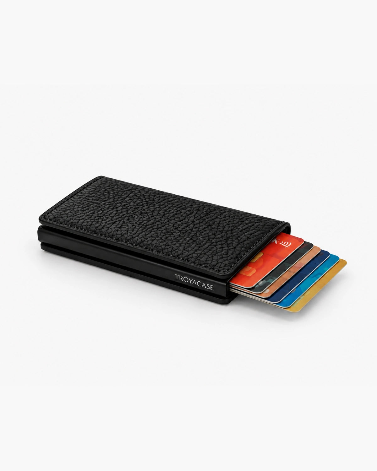 Troya Smart Slim Mekanizmalı Deri Kartlık | Siyah Togo