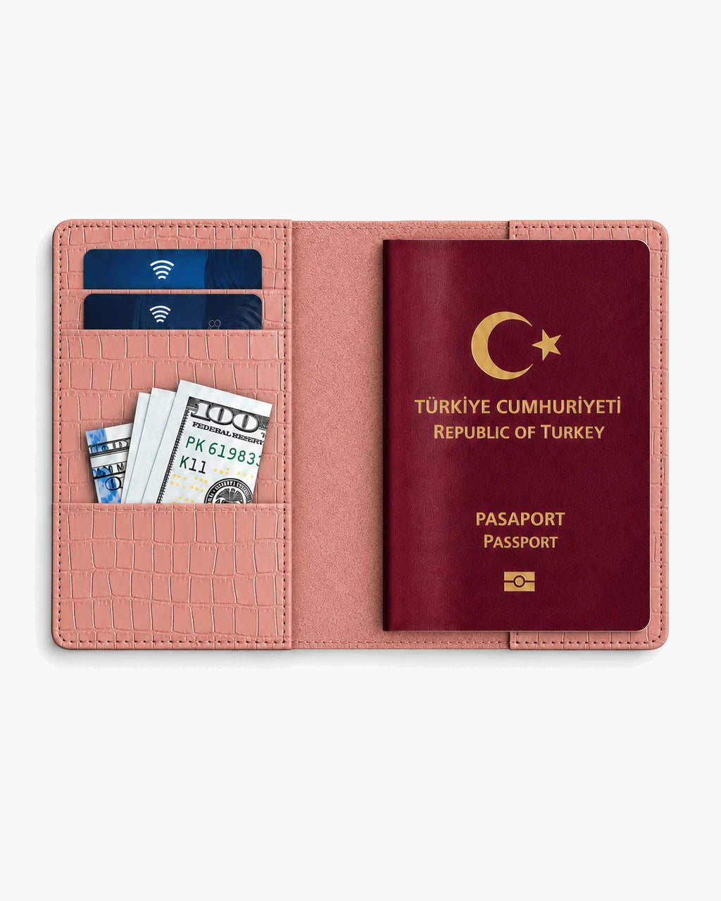 Somon Mat Croco deri pasaport kılıfı - görsel 3