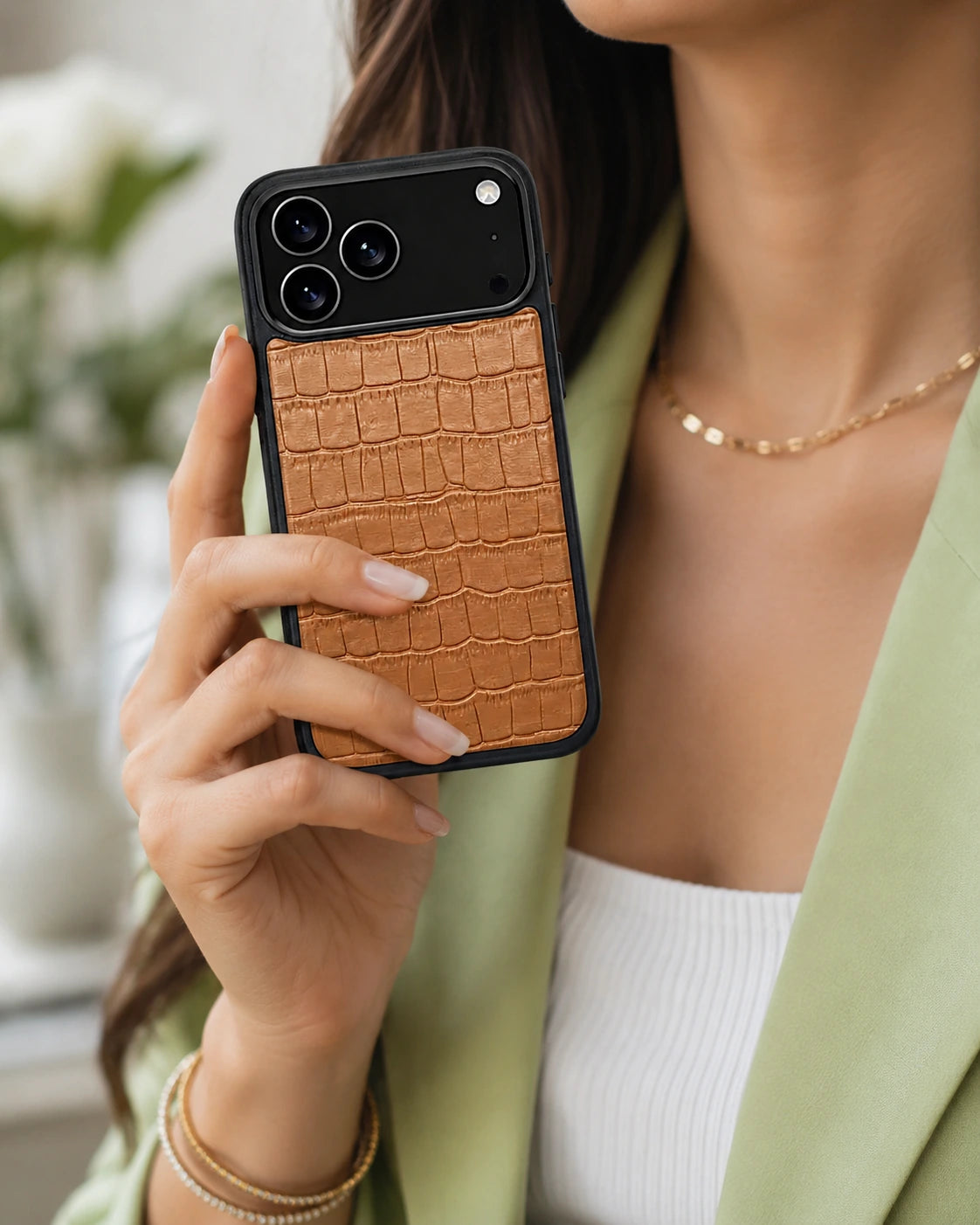 Deri iPhone Kılıfı | Taba Mat Croco | Havuz