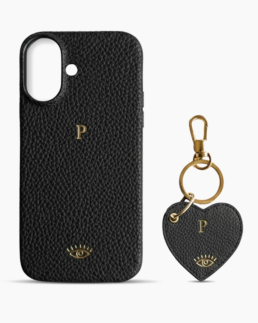 iPhone Kılıfı ve Kalp Anahtarlık Seti | Siyah Togo