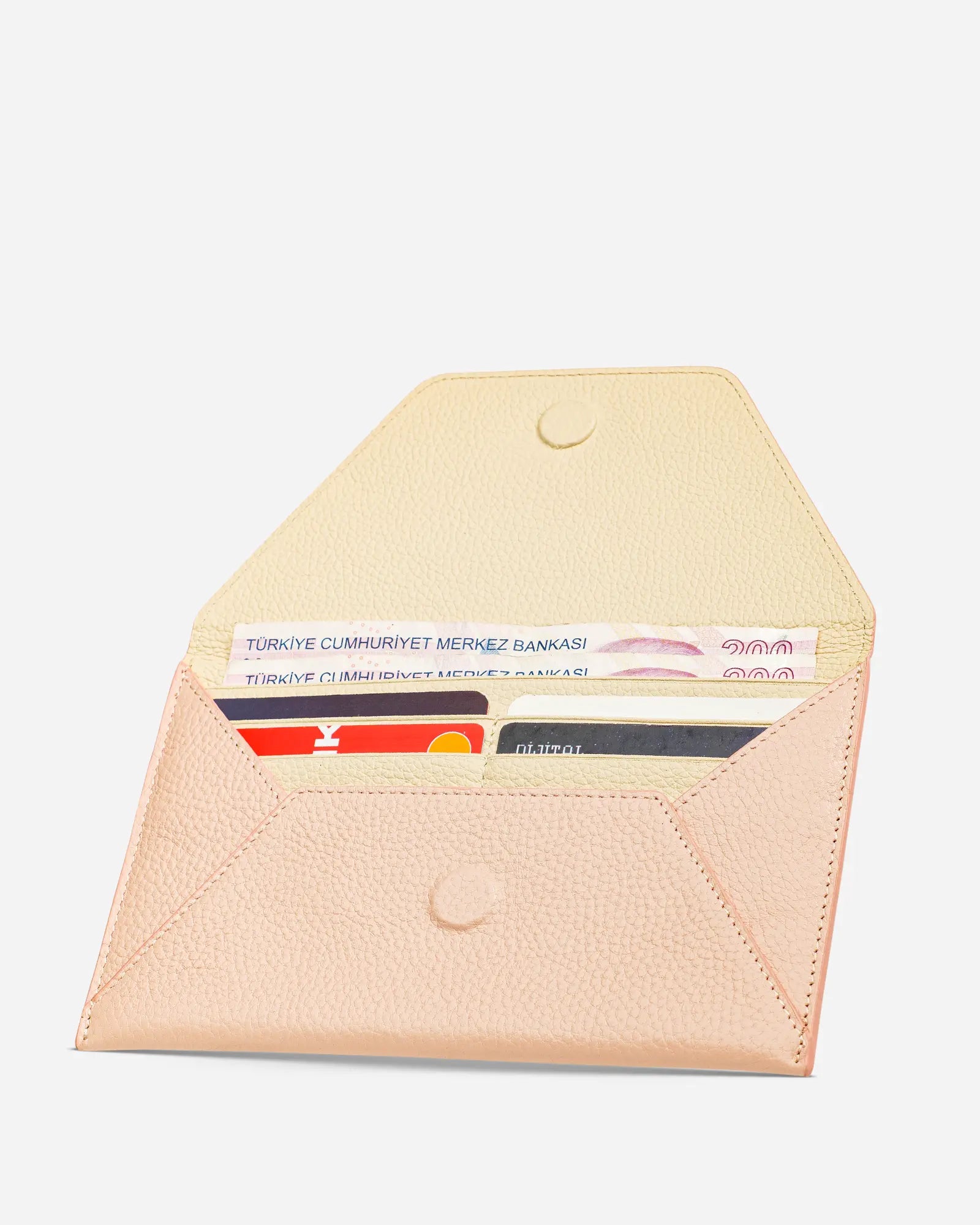 Deri Zarf Cüzdan Flotur Pudra pembe