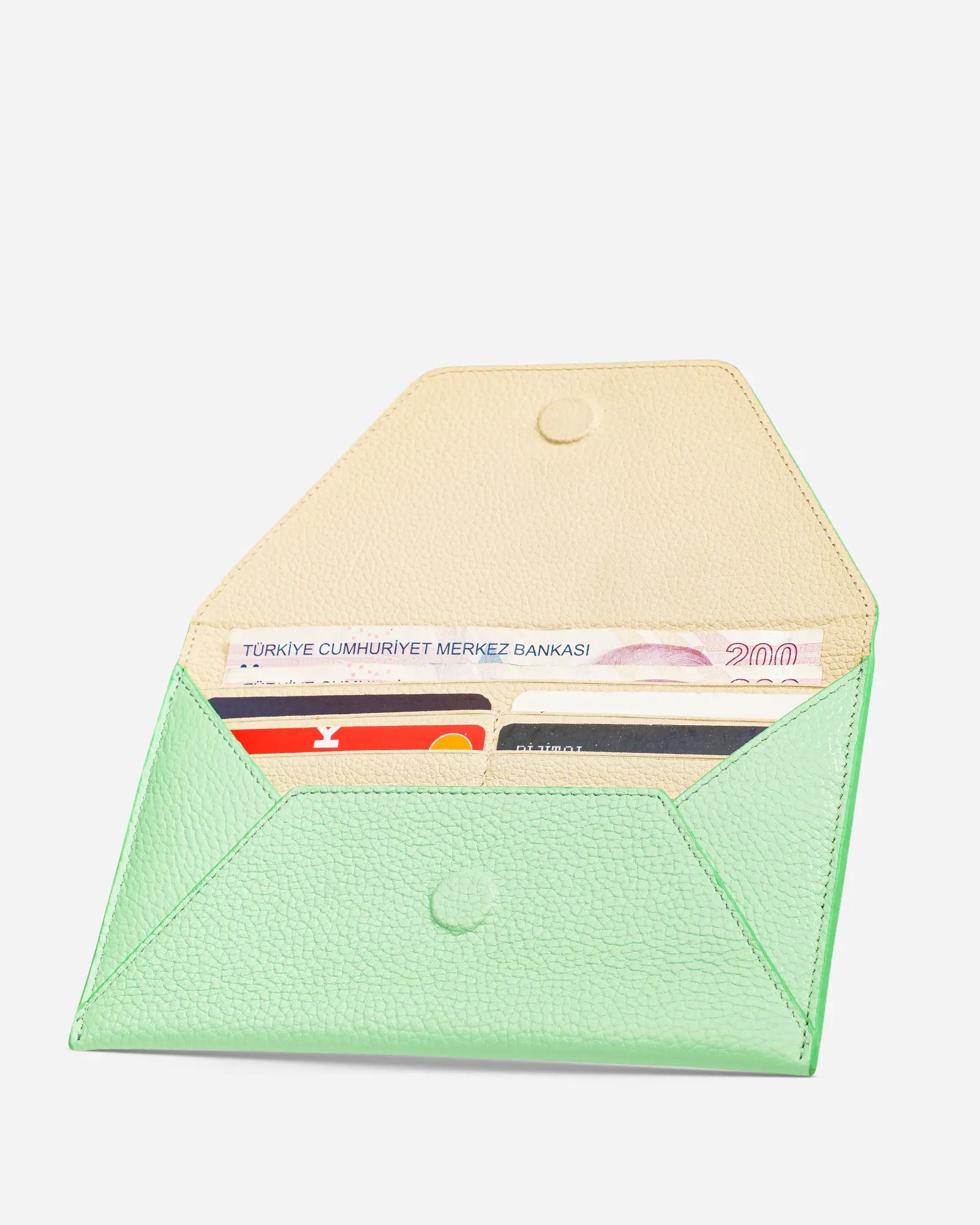 Deri Zarf Cüzdan Açık Yeşil Flotur