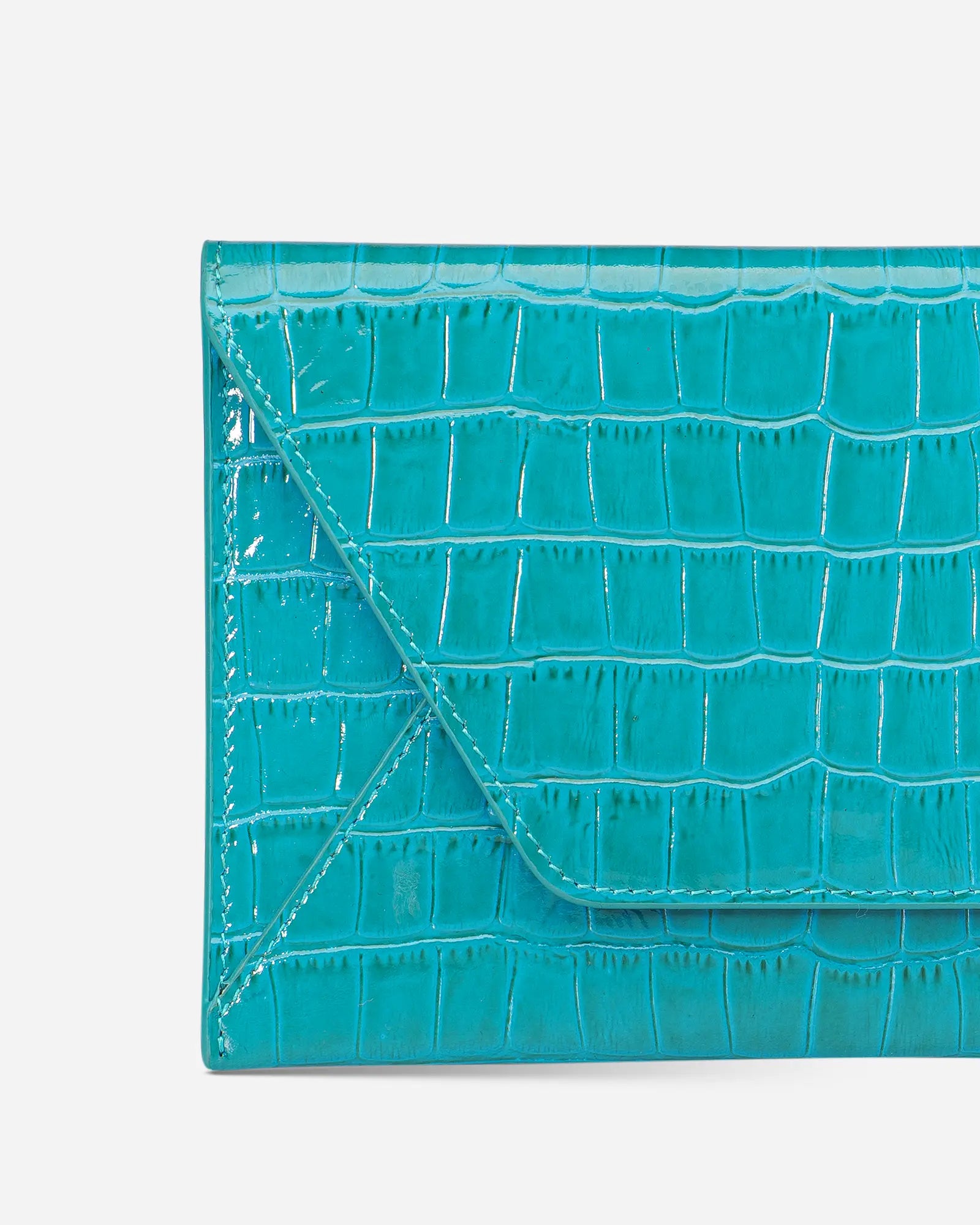 Deri Zarf Cüzdan Turkuaz Croco