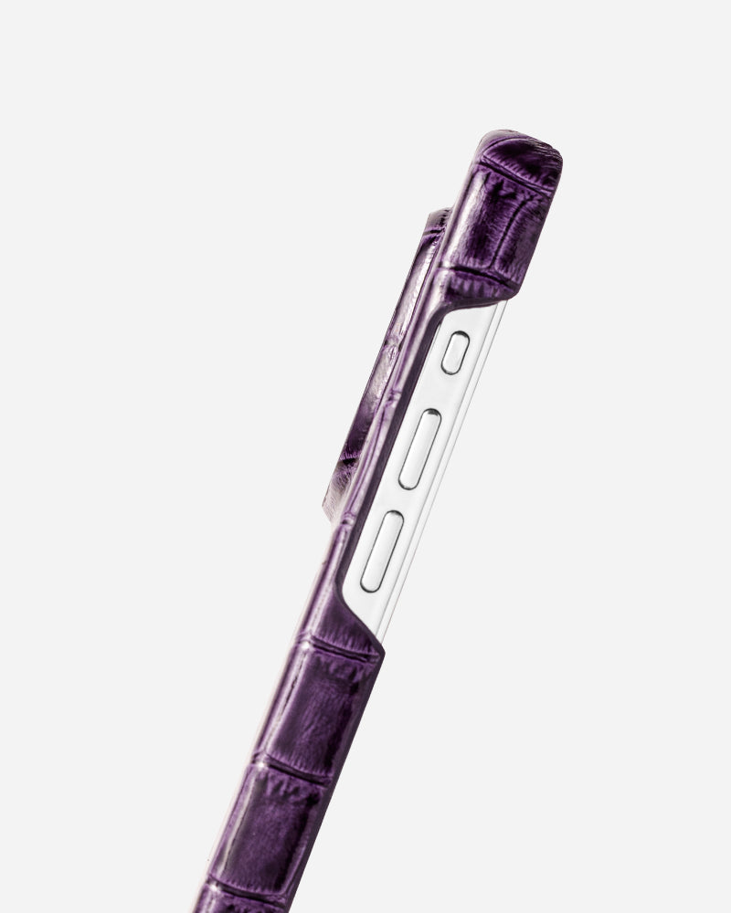 Mor Rugan Croco Deri Telefon Kılıfı