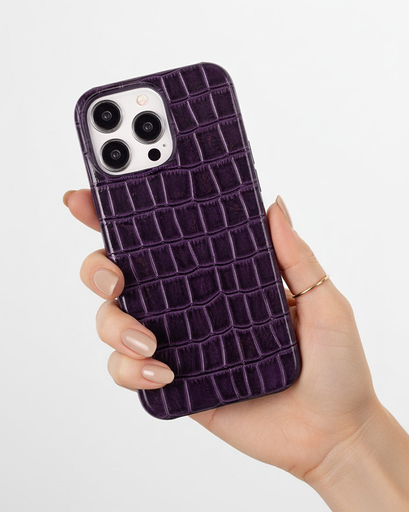 Mor Rugan Croco Deri Telefon Kılıfı