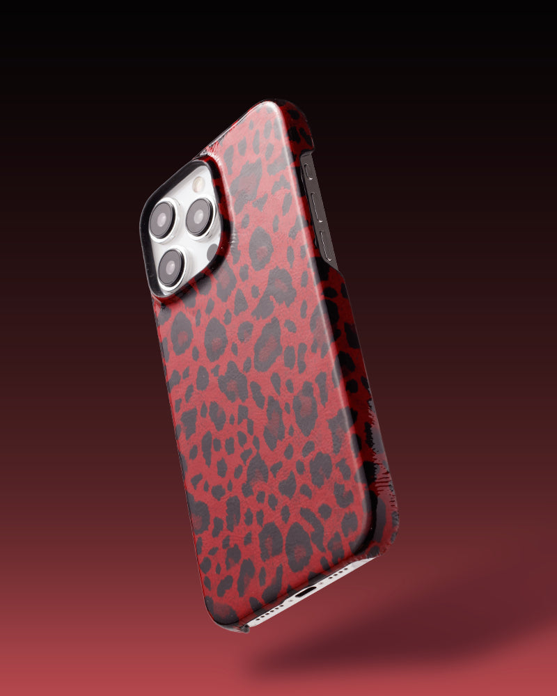 Kırmızı Rugan Leopar Deri iPhone Kılıfı
