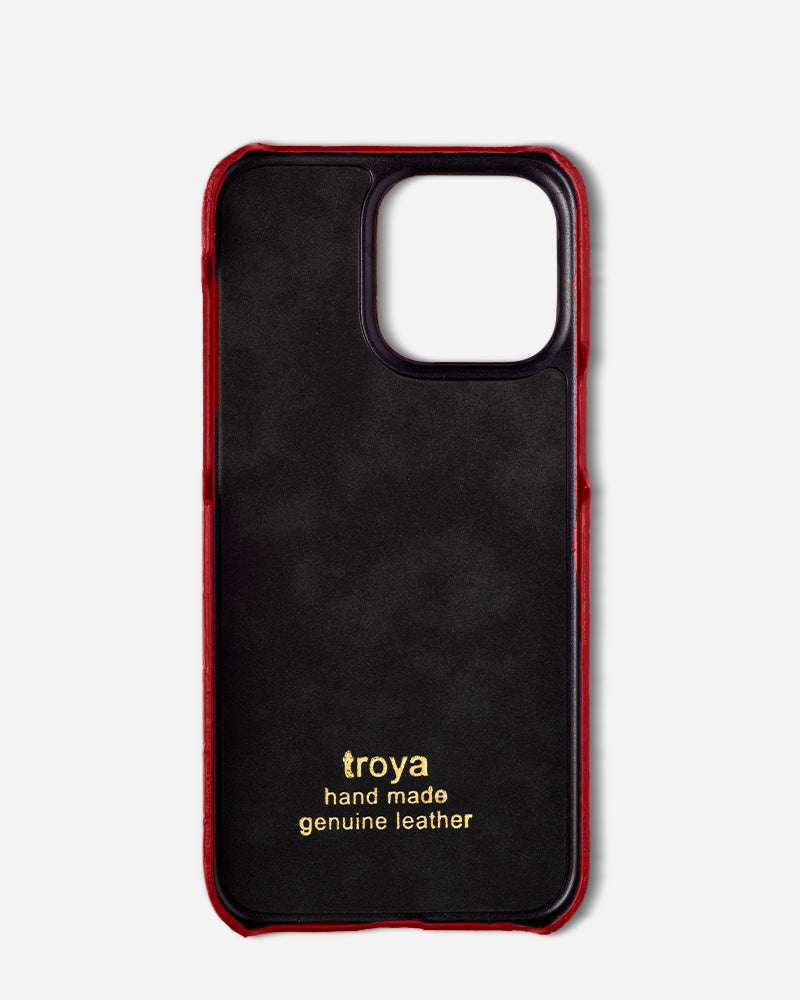 Kırmızı Leopar Desenli Suet Deri iPhone Kılıfı