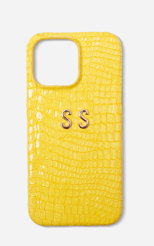 Sarı Küçük Croco Deri iPhone Kılıfı