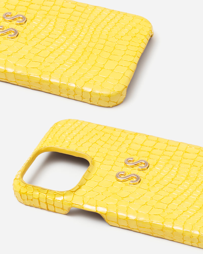 Sarı Küçük Croco Deri iPhone Kılıfı