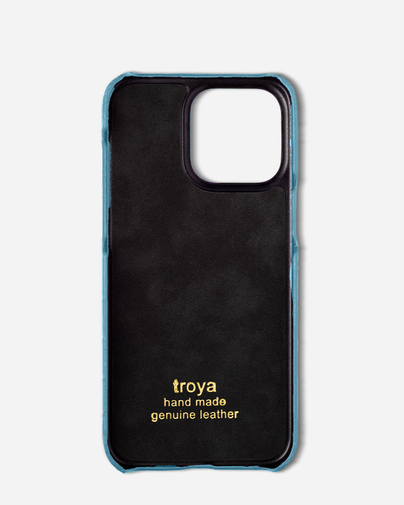 Croco Turkuaz Parlak Deri iPhone Kılıfı