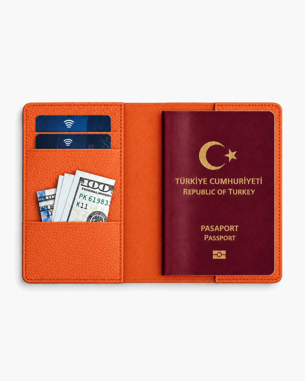 Turuncu Togo deri pasaport kılıfı - görsel 4