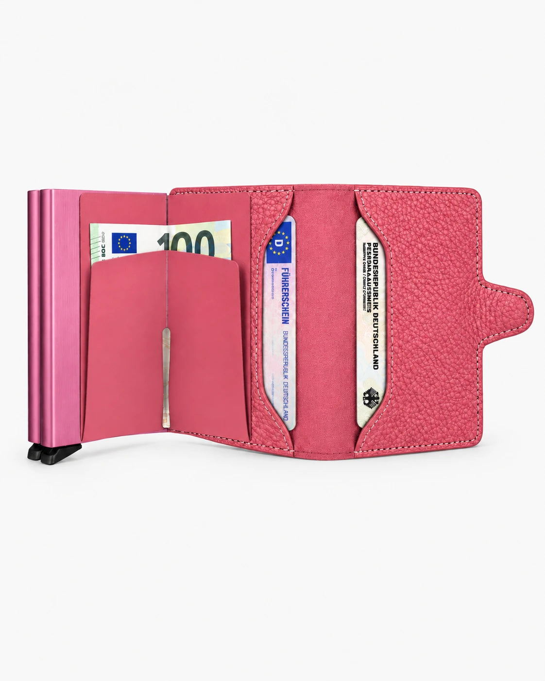 Troya Smart Twin – Çift Mekanizmalı Deri Cüzdan | Pudra Pembe