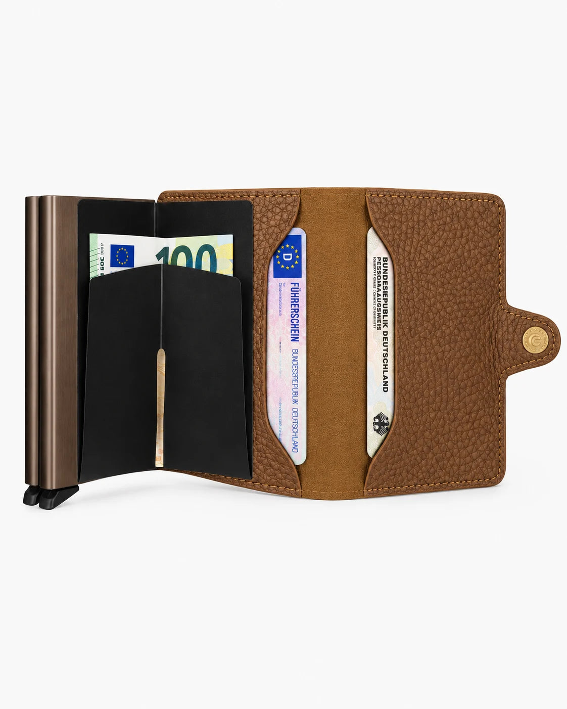 Troya Smart Twin – Çift Mekanizmalı Deri Cüzdan | Taba Togo
