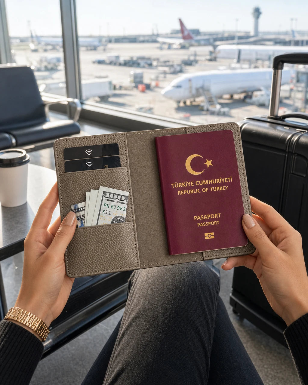 Vizon Parlak Togo deri pasaport kılıfı - görsel 3