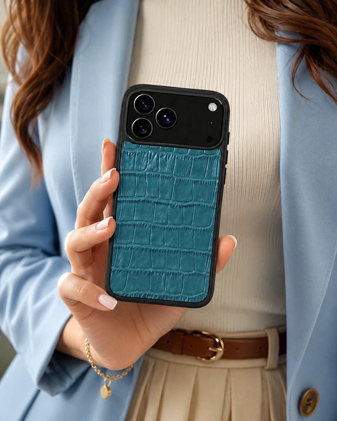 Deri iPhone Kılıfı | Yeşil Mat Croco | Havuz