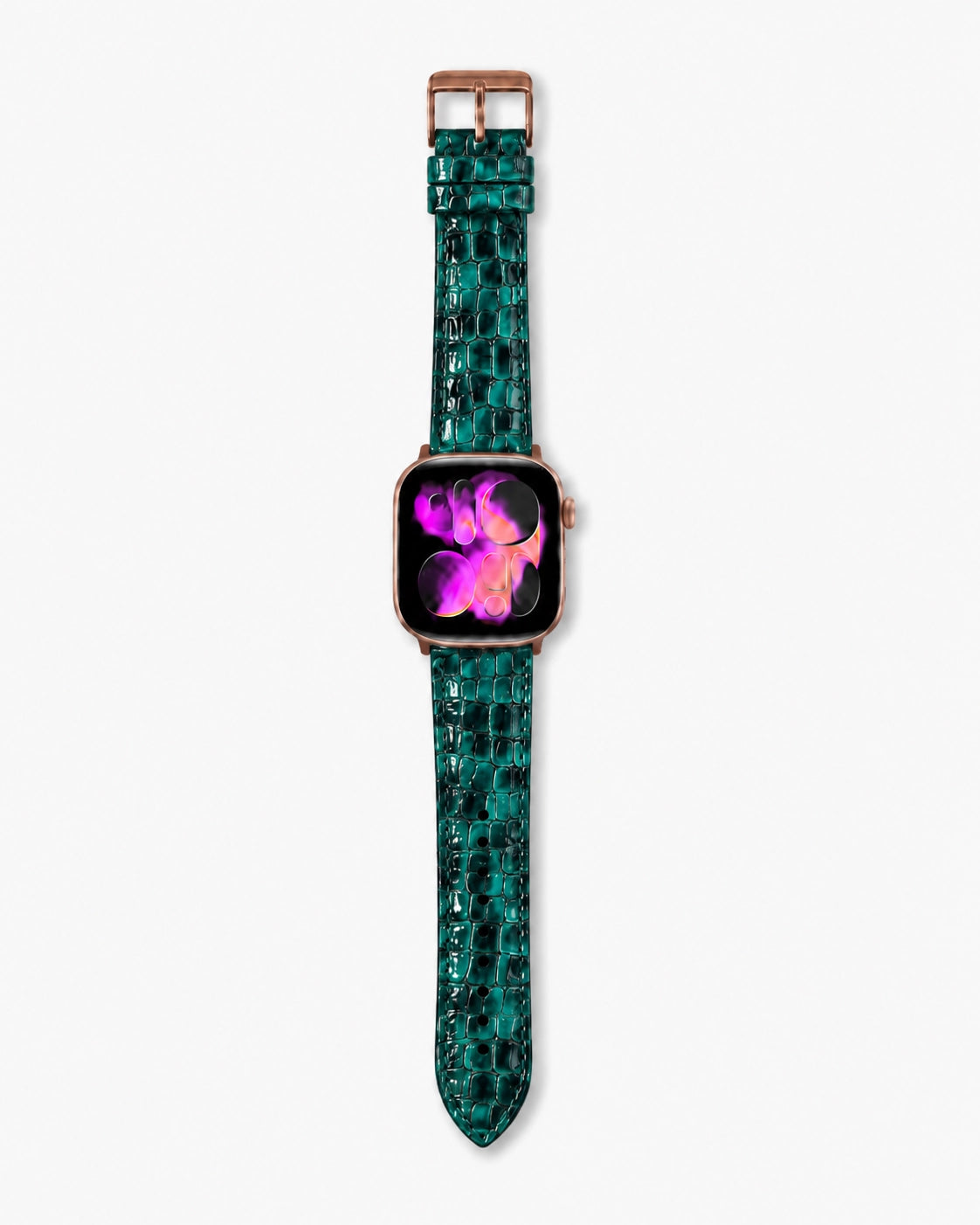 Apple Watch Deri Kordon | Yeşil-Siyah Küçük Croco