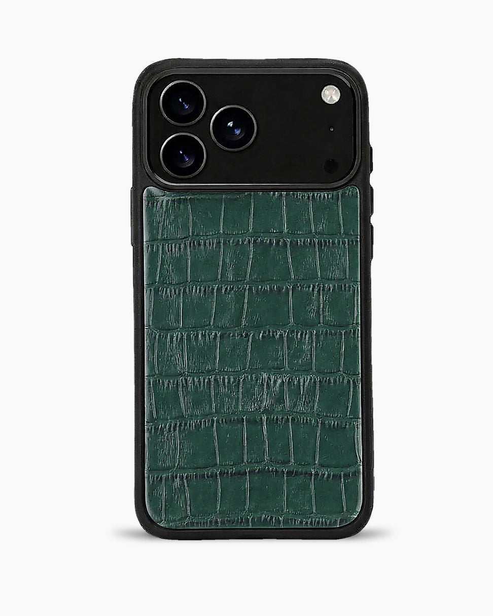 Deri iPhone Kılıfı | Zümrüt Yeşil Croco | Havuz