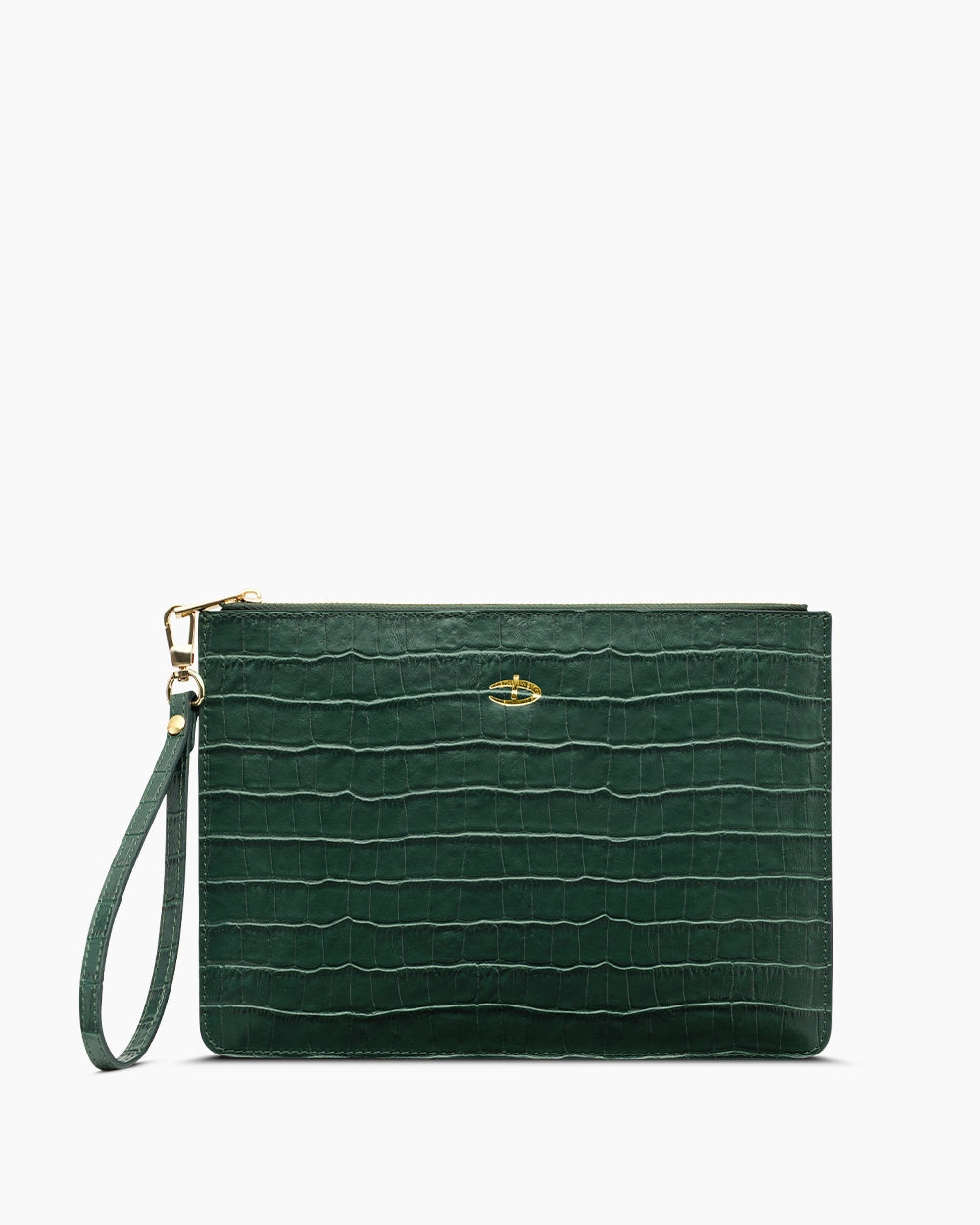 Deri Clutch Çanta | Zümrüt Yeşili Croco