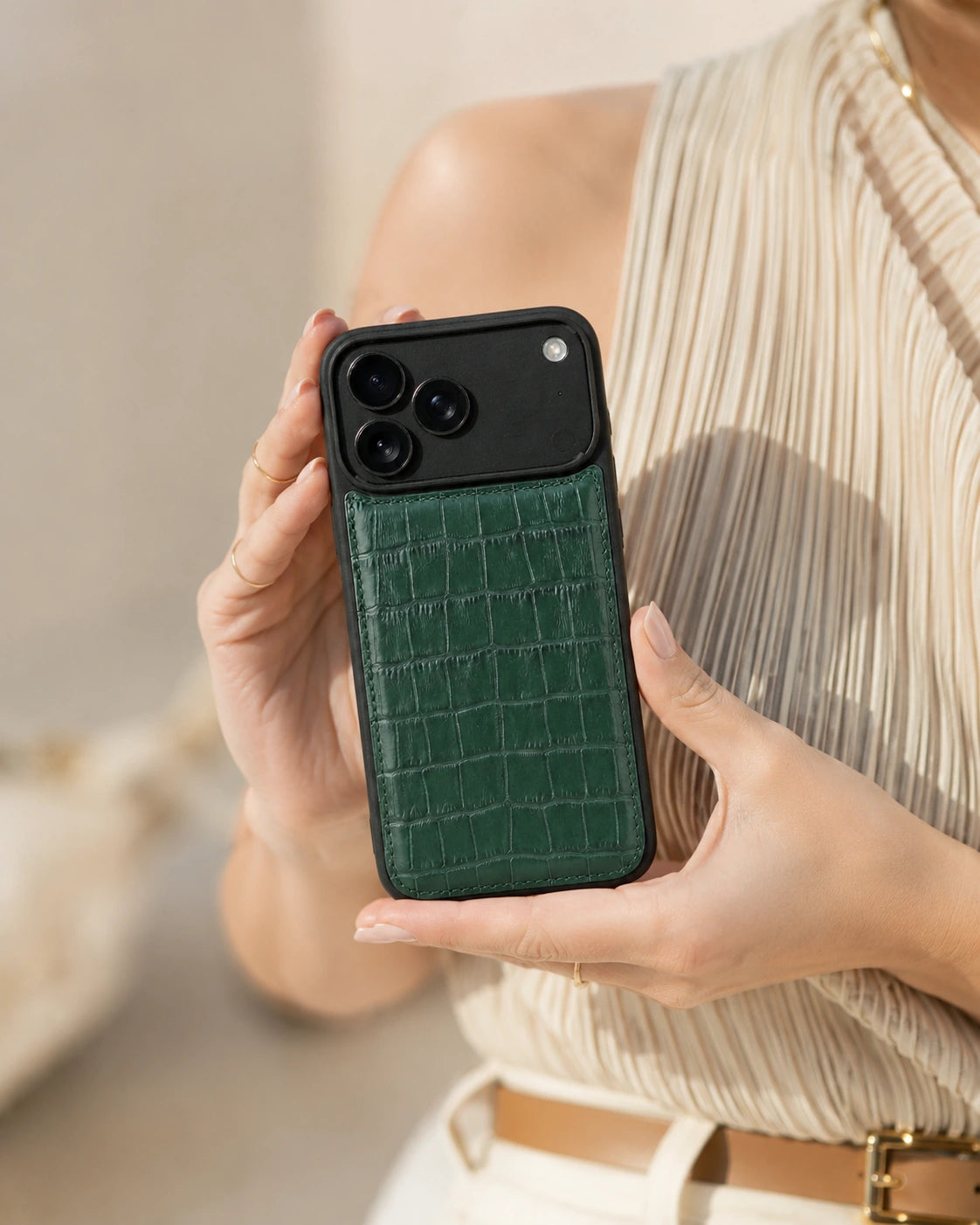 Premium iPhone Kılıfı | Zümrüt Yeşili Croco
