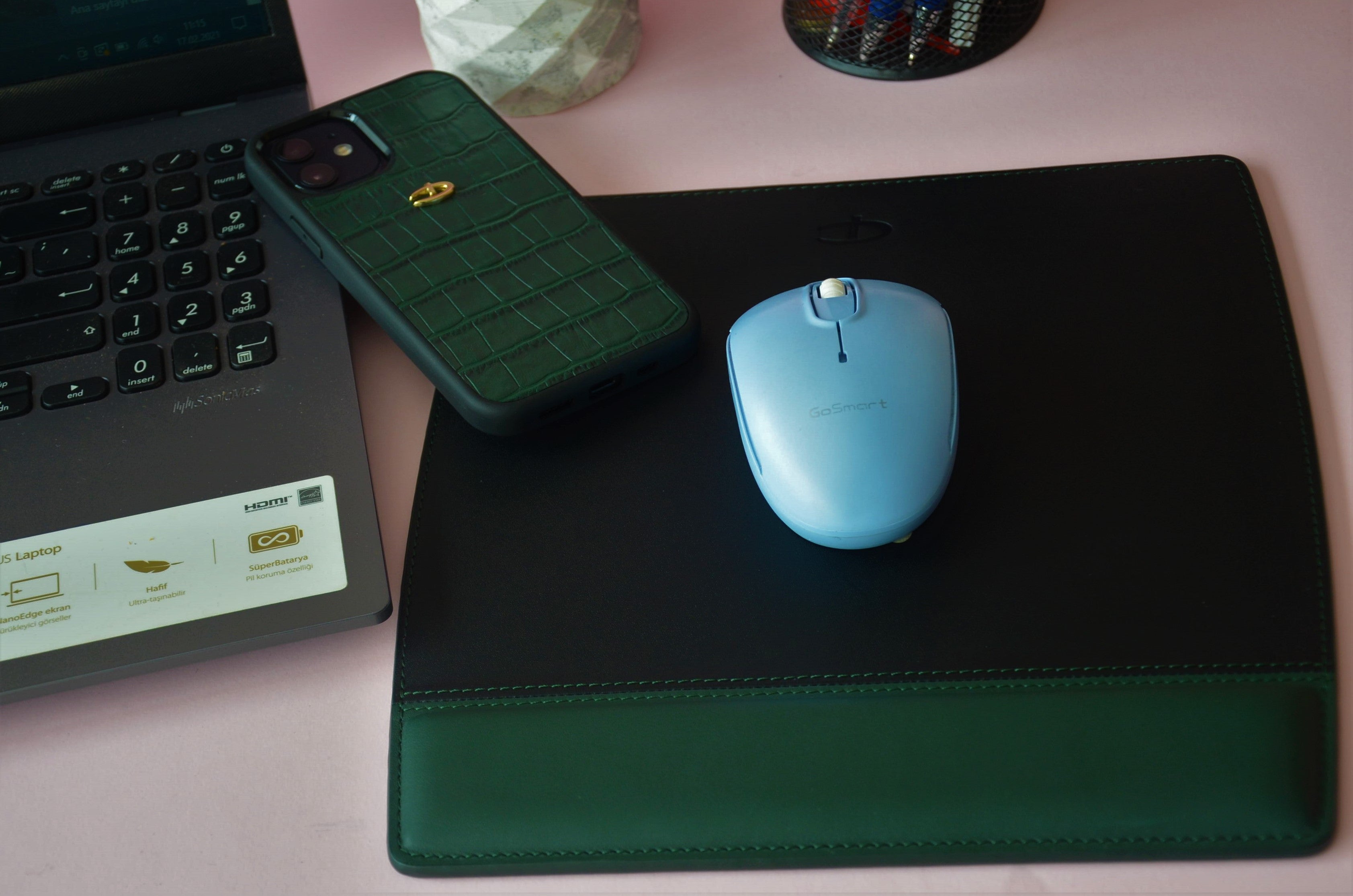 Deri Mouse Pad-Haki