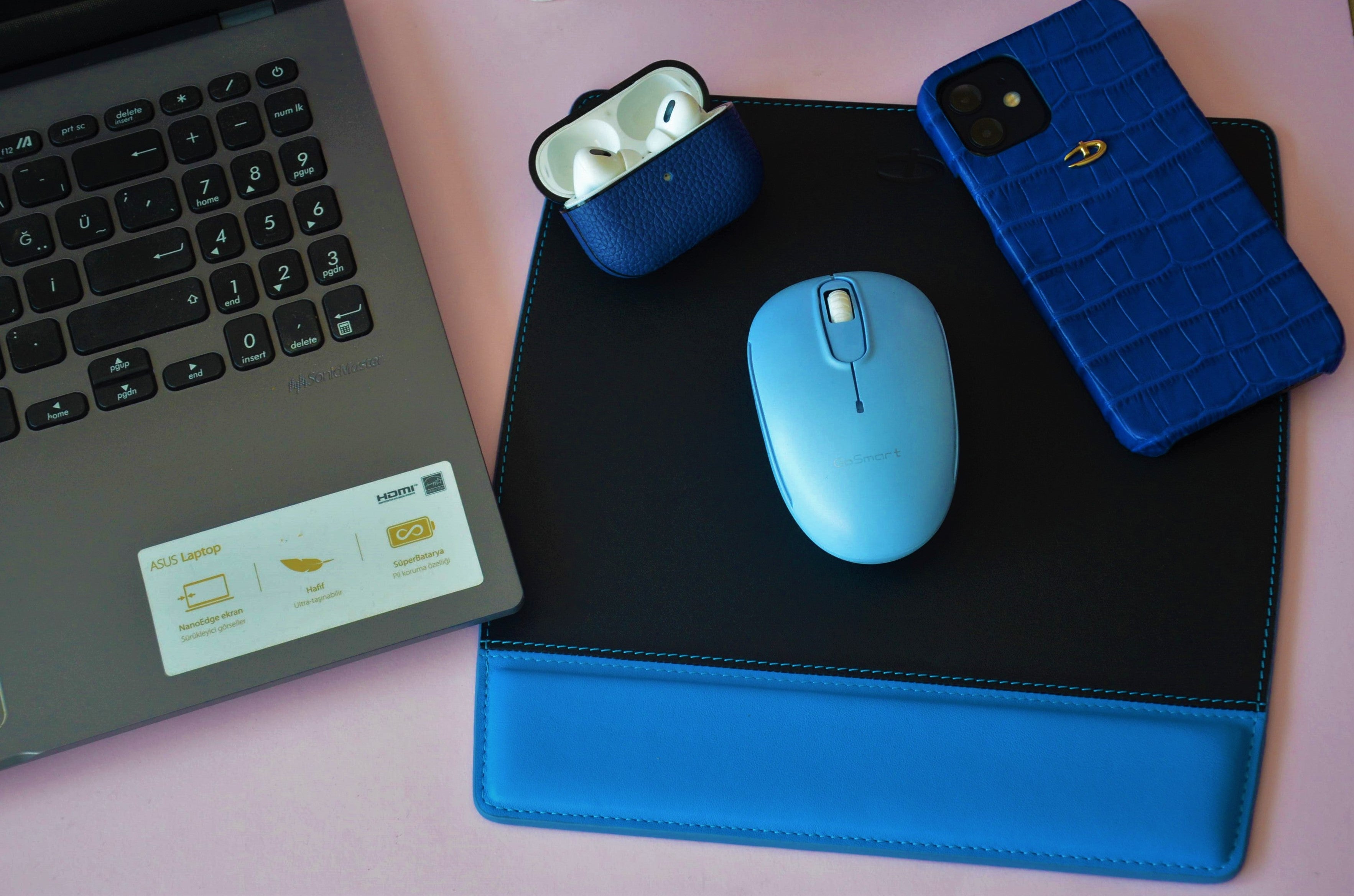 Deri Mouse Pad-Mavi