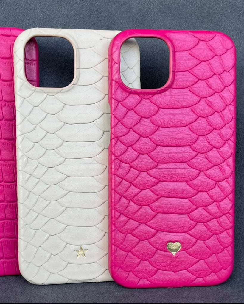 Piton Serisi Deri iPhone Kılıfı | Pembe