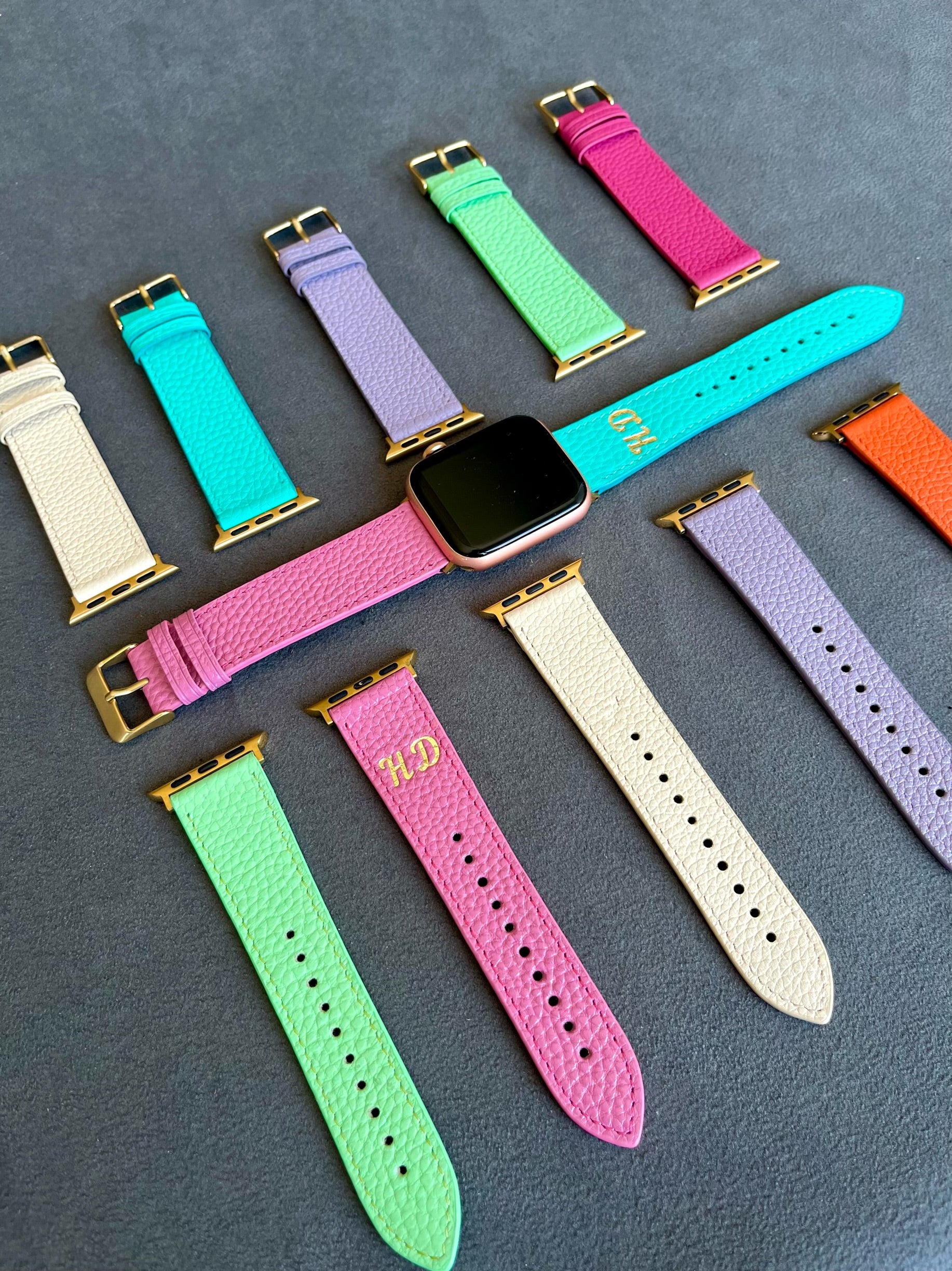 Apple Watch Pembe ile Bej kordon