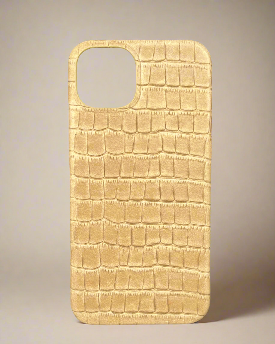 Croco serisi mat krem croco telefon kılıfı