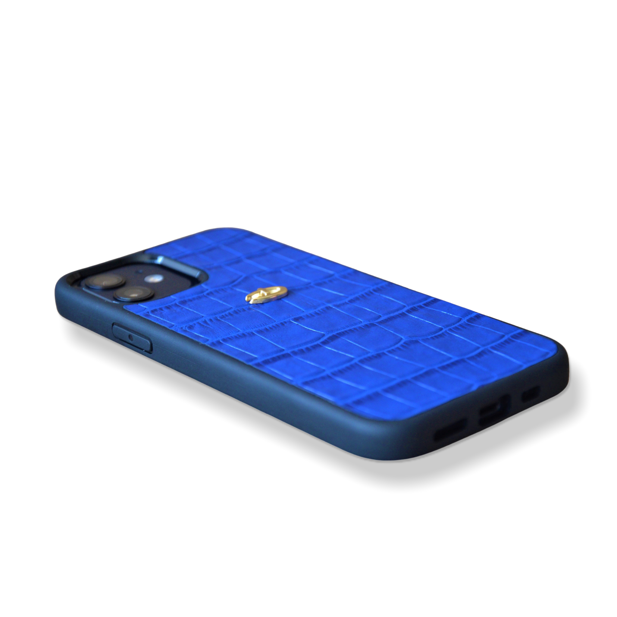 Saks Mavi Mat Croco Deri iPhone Kılıfı- Havuz Model