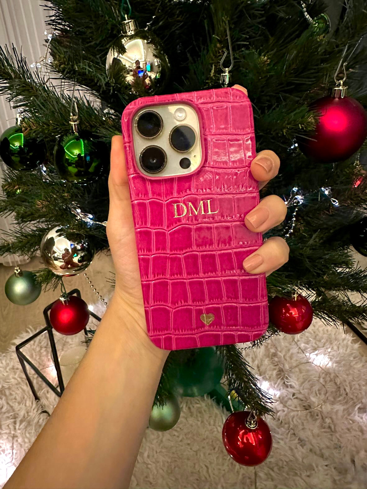 Fuşya Croco Deri iPhone Kılıfı