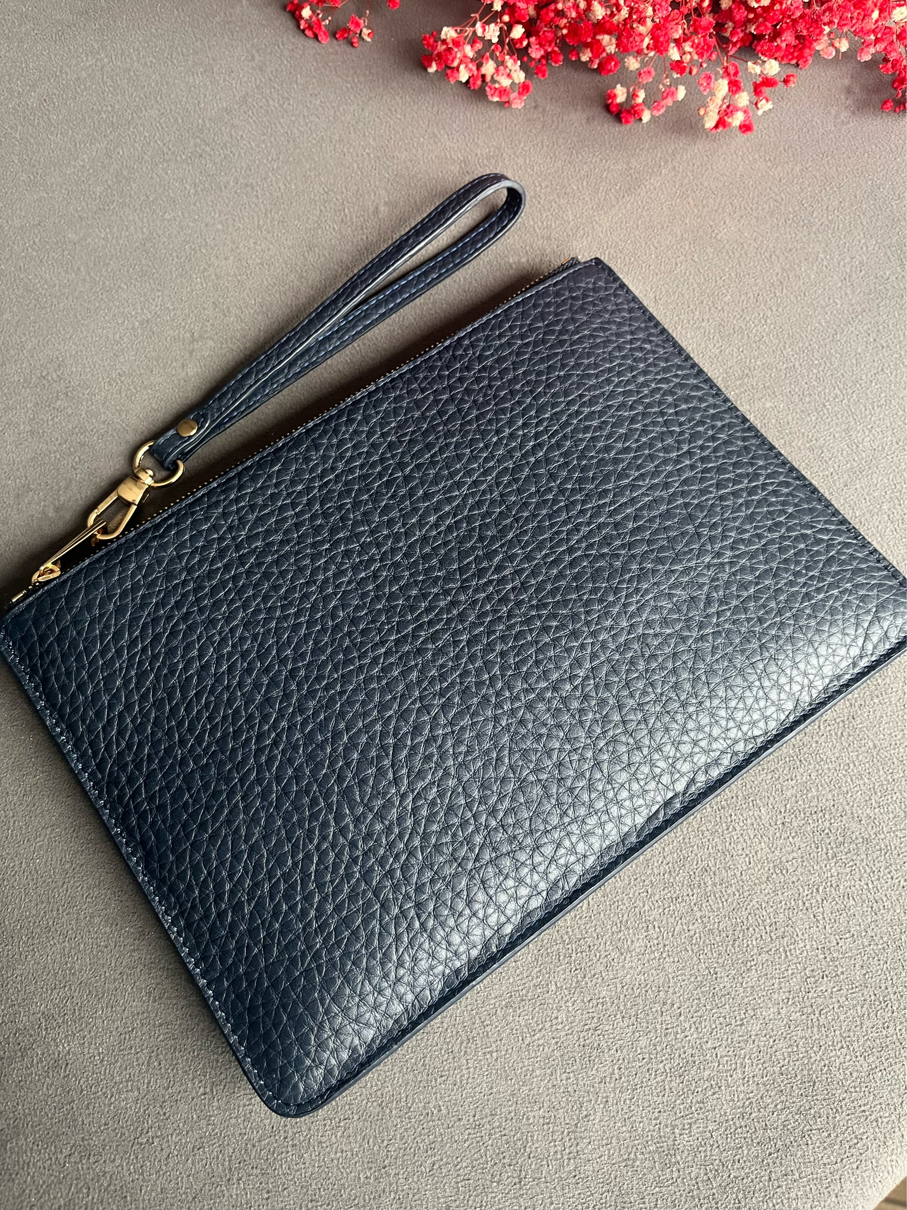 Deri Clutch Koyu Lacivert