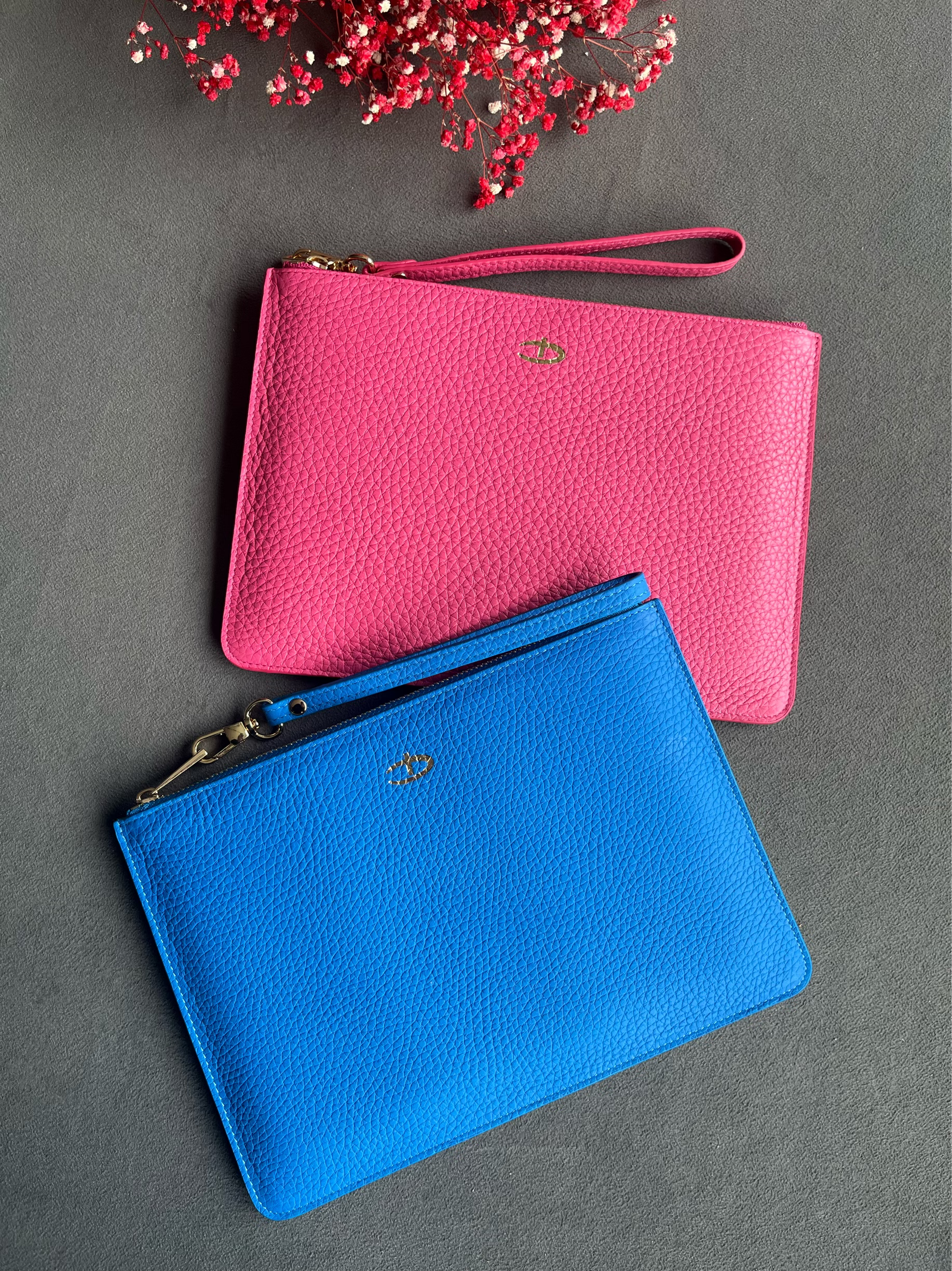 Deri Clutch saks mavi