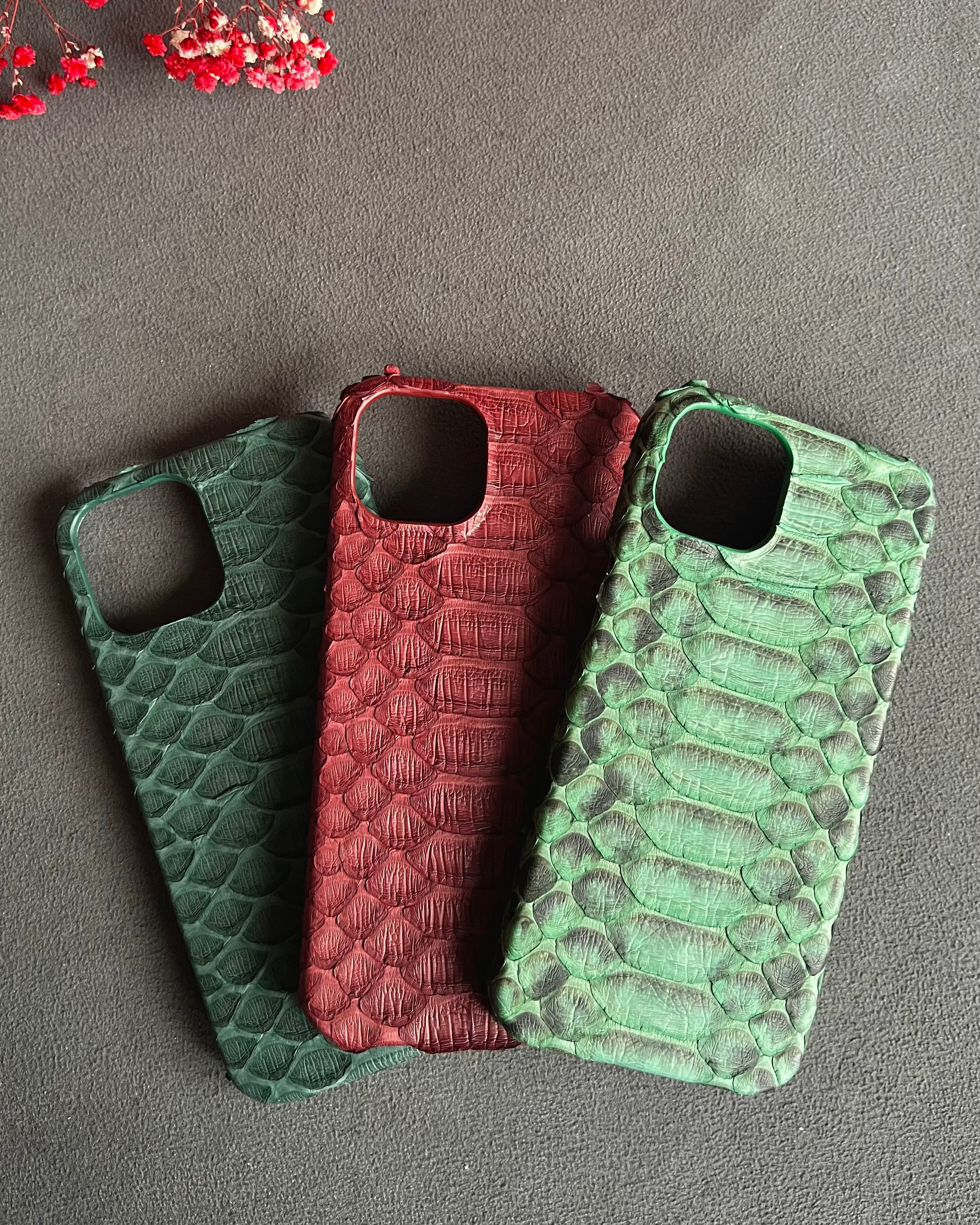 Gerçek Piton Deri iPhone Kılıf - Yeşil