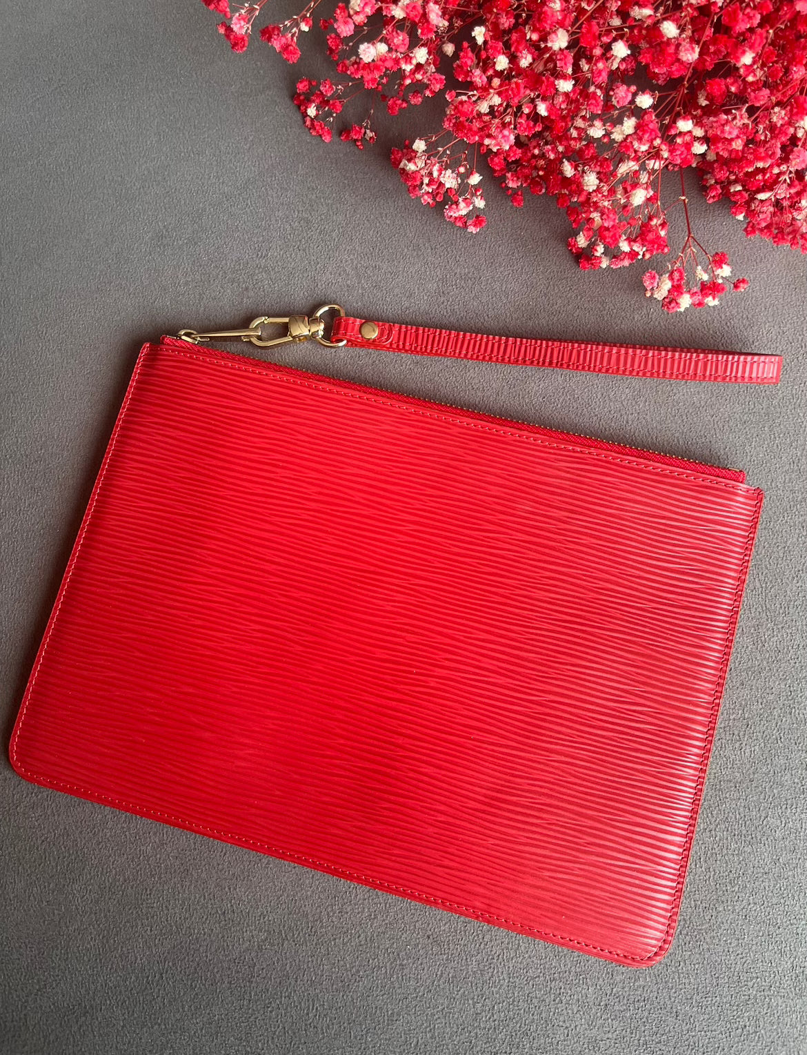 Deri Clutch Epi Kırmızı