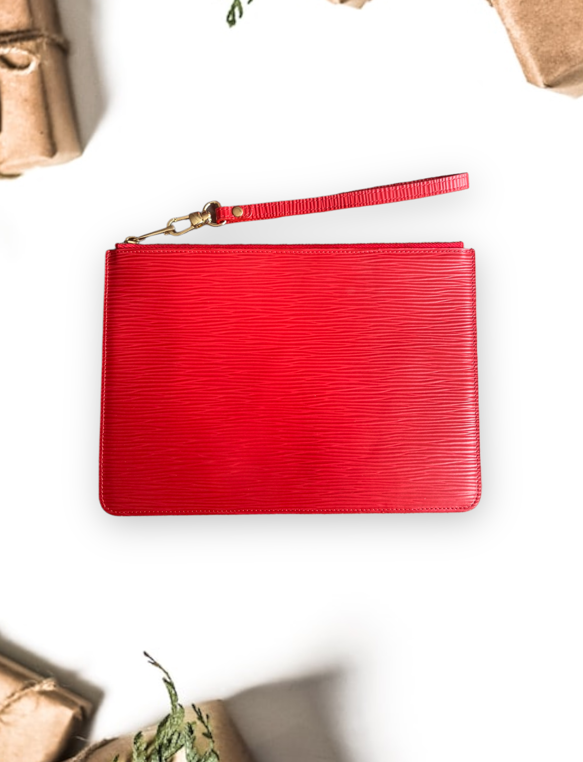 Deri Clutch Epi Kırmızı