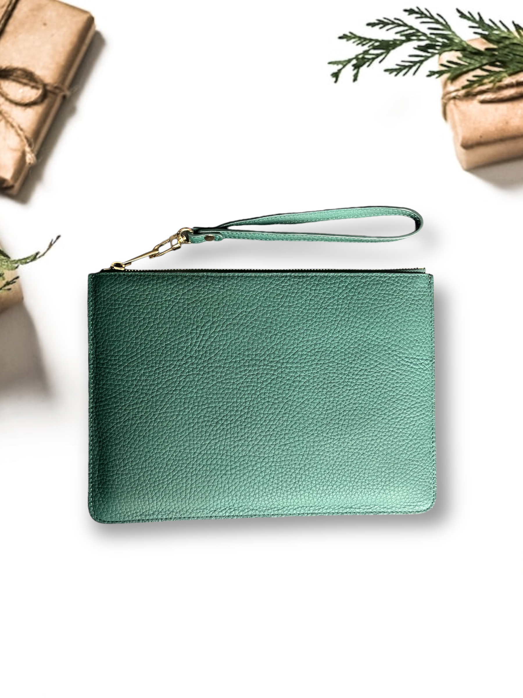 Deri Clutch Yeşil